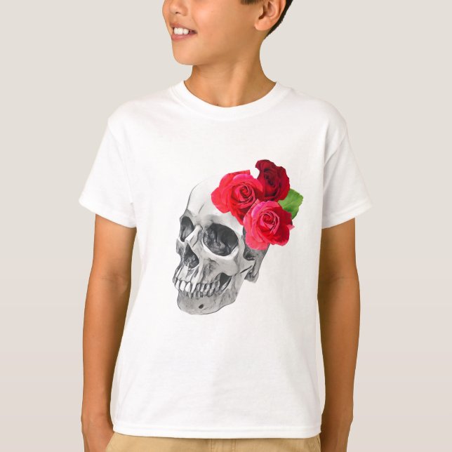 T-shirt Roses et crâne (Devant)