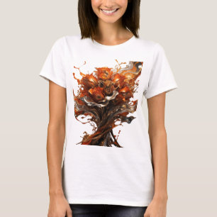 T-shirt ROSES ORANGE Iconiques en FLUX MÉTALLIQUE Argent