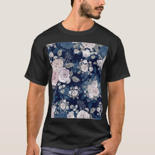 T-shirt Roses roses roses Bleu foncé : Vintage