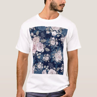 T-shirt Roses roses roses Bleu foncé : Vintage