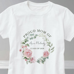 T-shirt Roses Roses Roses Script Nom Classe de Diplômé