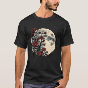 T-shirt Roses Rouges de Lune Fleurs Floral Botaniste Jardi