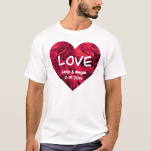 T-shirt Roses rouges romantiques Coeur de Saint-Valentin  