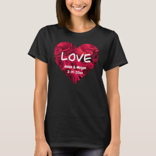 T-shirt Roses rouges romantiques Coeur de Saint-Valentin