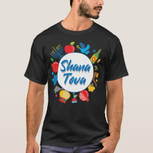 T-shirt 🍯 🍎 🐟 Rosh Hashanah avec Shana Tova