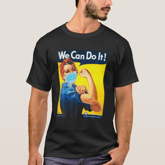 T-shirt Rosie Face Riveter Nous Pouvons Le Faire Face Masq (Devant)