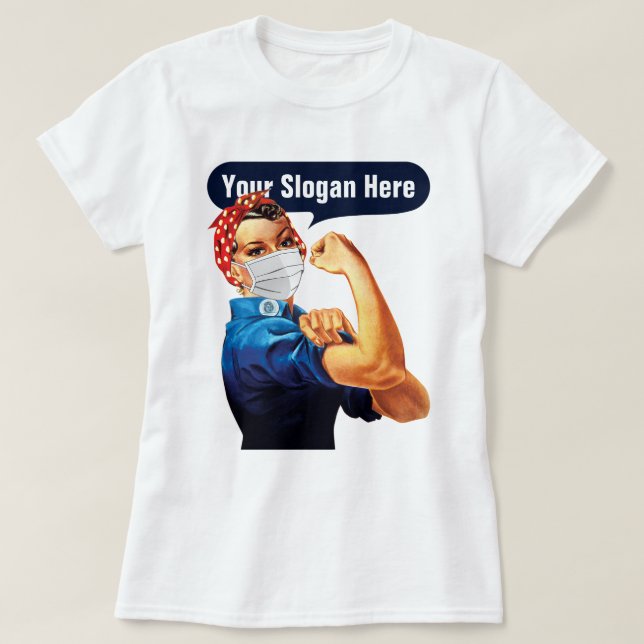 T-shirt Rosie Le Riveter Avec Masque - Ajoutez Votre Propr (Design devant)