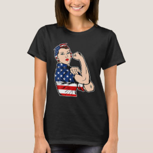 T-shirt Rosie Le Riveter Bandana Feminist USA Drapeau 4e