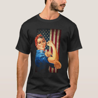 T-shirt Rosie le Riveter et le drapeau américain usé