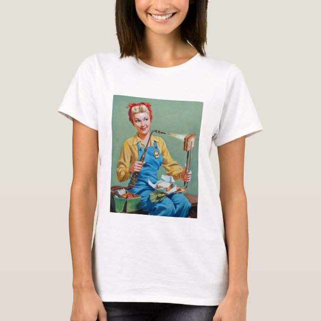 T-shirt Rosie le Riveter fait du fromage rôti (Devant)