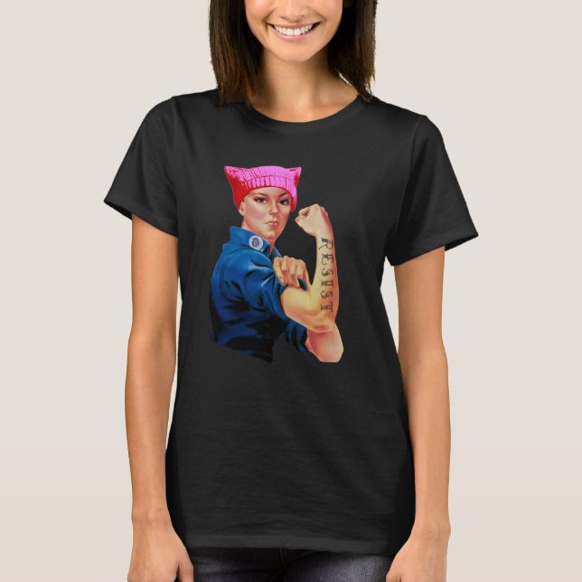 T-shirt Rosie résiste au Casquette rose (Devant)