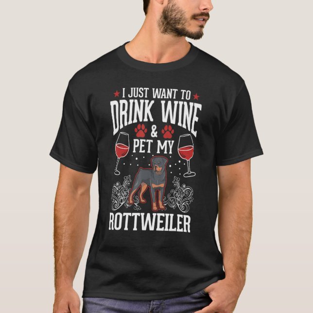 T-shirt Rottweiler And Wine Rotti Rottweiler (Devant)