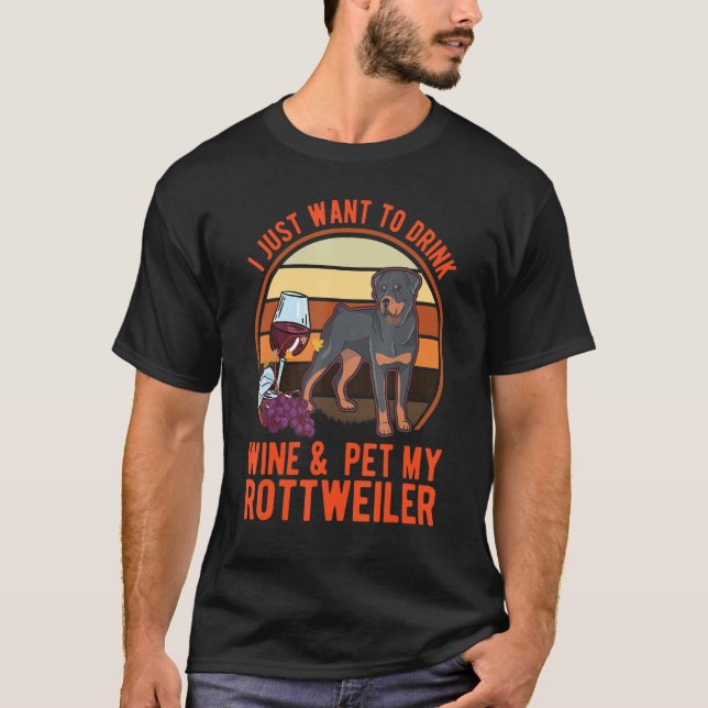 T-shirt Rottweiler And Wine Rotti Rottweiler 1 (Devant)
