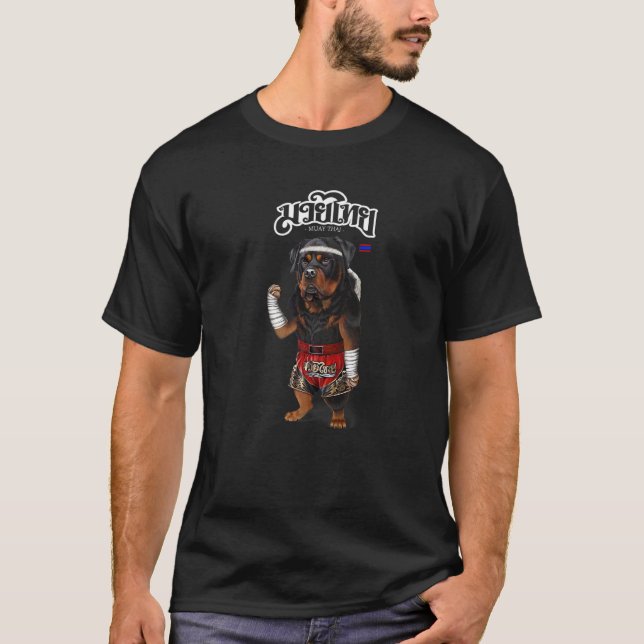 T-shirt Rottweiler Chien comme Muay Thai Kick Boxing Champ (Devant)