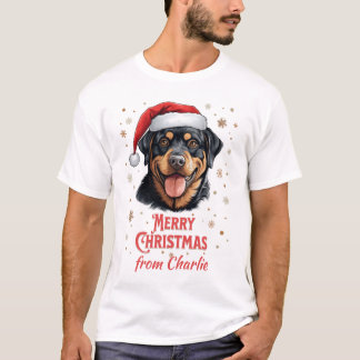 T-shirt Rottweiler Chien en Père Noël Joyeux Noël