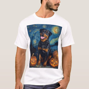 T-shirt Rottweiler Chien Mignon Halloween Jack O Lanterne 