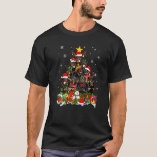 T-shirt Rottweiler Chien Noël Arbre Lumières Noël Père Noë