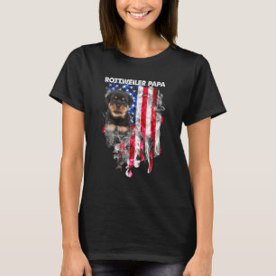 T-shirt Rottweiler Chien Papa Usa Drapeau Happy Fête des p