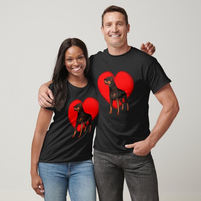 T-shirt Rottweiler Coeur rouge (Unisexe)