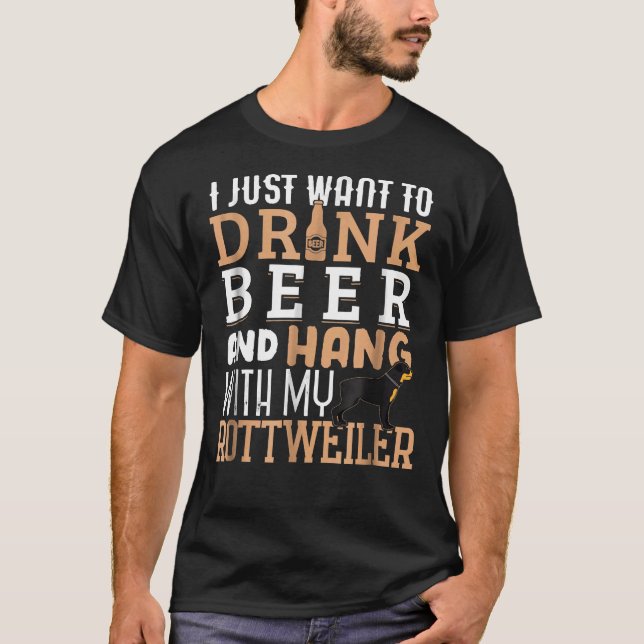 T-shirt Rottweiler Papa Fête Du Père La Bière Rotie Chien (Devant)