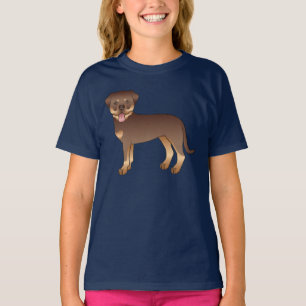 T-shirt Rottweiler Rouge Et Brun Chien De Dessin Animé Mig