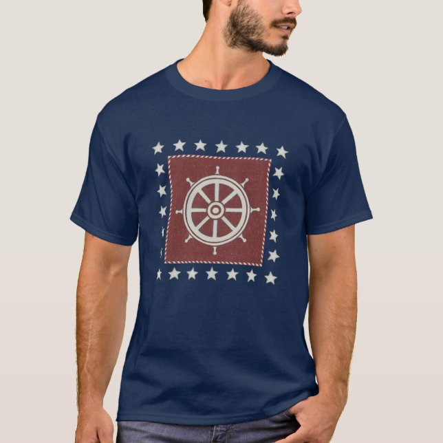 T-shirt Roue côtière de bateau de l'art | sur le rouge (Devant)