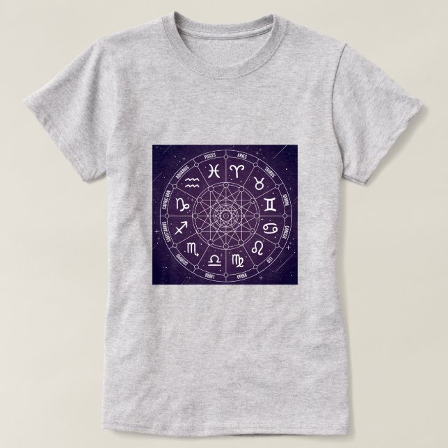 T-shirt Roue d'astrologie violette (Design devant)