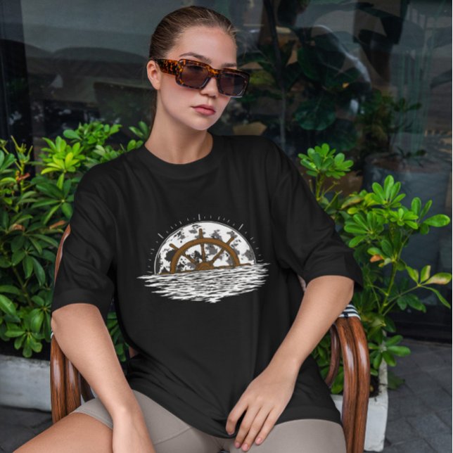 T-shirt Roue de direction du navire Lune (Créateur téléchargé)