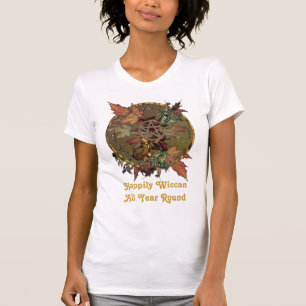 T-shirt Roue de Wiccan avec le pentagramme