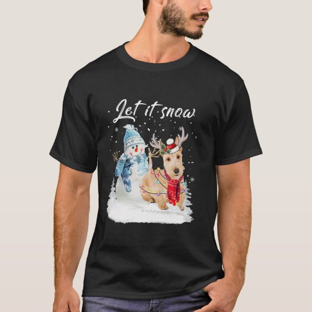 T-shirt Roue écossaise Terrier Père Noël Chien Noël neige (Devant)