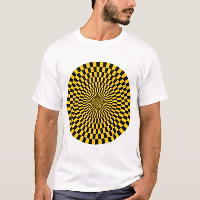 T-shirt Roue Op Art - Ambre et Noir (Devant)