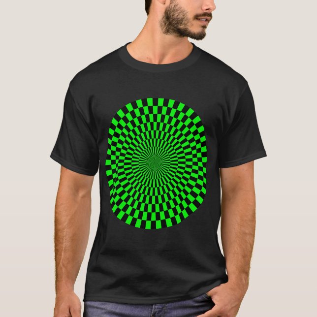 T-shirt Roue Op Art - Vert et Noir (Devant)