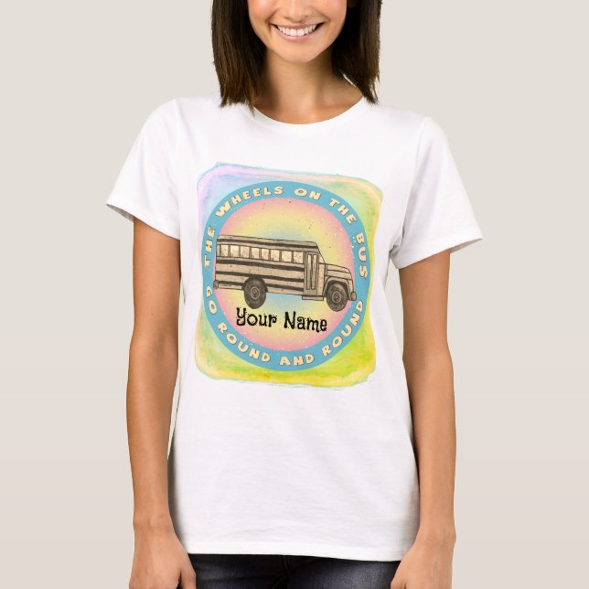 T-shirt Roues d'autobus scolaire (Devant)