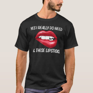 T-shirt Rouge à lèvres pour femmes filles mordant les lèvr