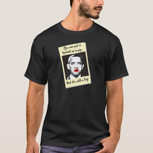 T-shirt rouge à lèvres sur un porc (Devant)