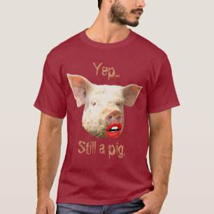 T-shirt Rouge à lèvres sur un porc