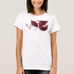 T-shirt Rouge Abstrait de Feuilles de Mode Art Bold & Magn