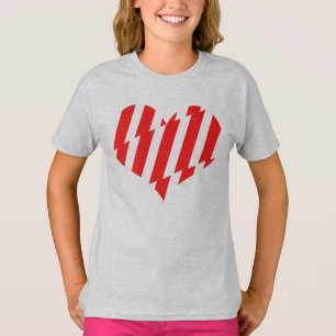 T-shirt Rouge Abstrait n Blancs Valentine Coeur