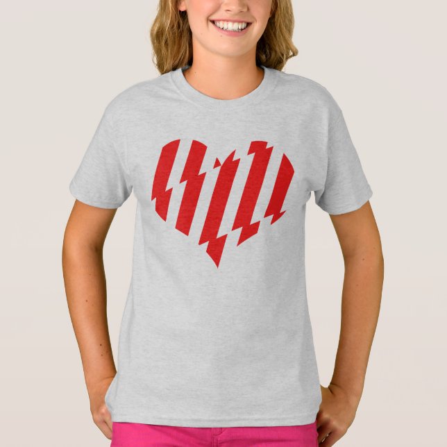 T-shirt Rouge Abstrait n Blancs Valentine Coeur (Devant)