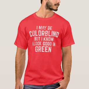 T-shirt Rouge amusant - Vert Couleur Aveugle