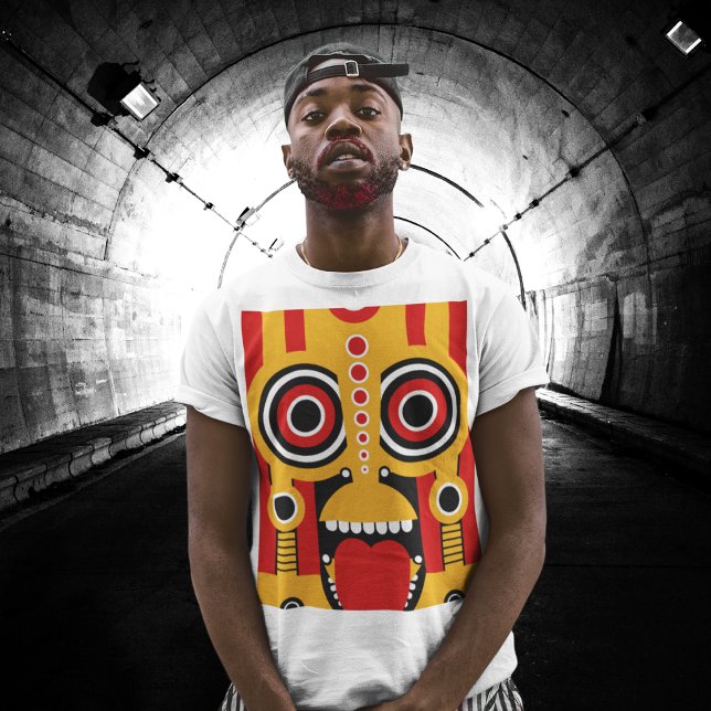 T-shirt Rouge Avec Orange Tiki Art (Créateur téléchargé)