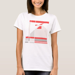 T-shirt Rouge Beige gris géométrique Art Abstrait MCM Look
