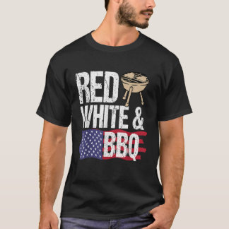 T-shirt Rouge Blanc 4 juillet Drapeau Américain 4e De