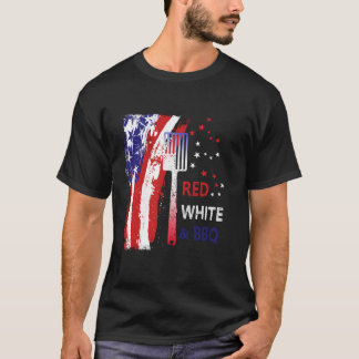 T-shirt Rouge blanc BBQ USA Amérique