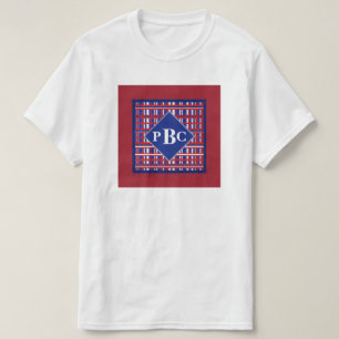 T-shirt Rouge Blanc Bleu à carreaux avec monogramme Patrio