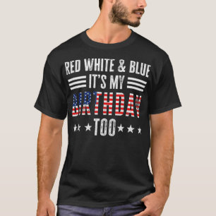 T-shirt Rouge Blanc & Bleu C'est mon anniversaire trop 4 j