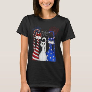 T-shirt Rouge Blanc Bleu Chats Usa Drapeau Feu 4 juillet