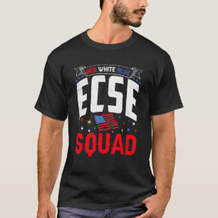 T-shirt Rouge Blanc Bleu ECSE Squad 4 juillet ECSE Enseign