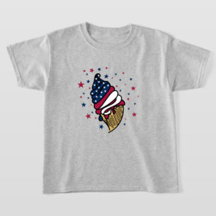 T-shirt Rouge Blanc Bleu Glace Cone icecreamliciou S Enfan