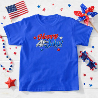 T-shirt Rouge Blanc Bleu Patriotique 4 Juillet 